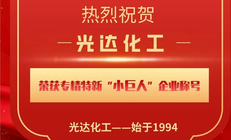 喜報！光達(dá)化工榮獲專精特新“小巨人”企業(yè)稱號！